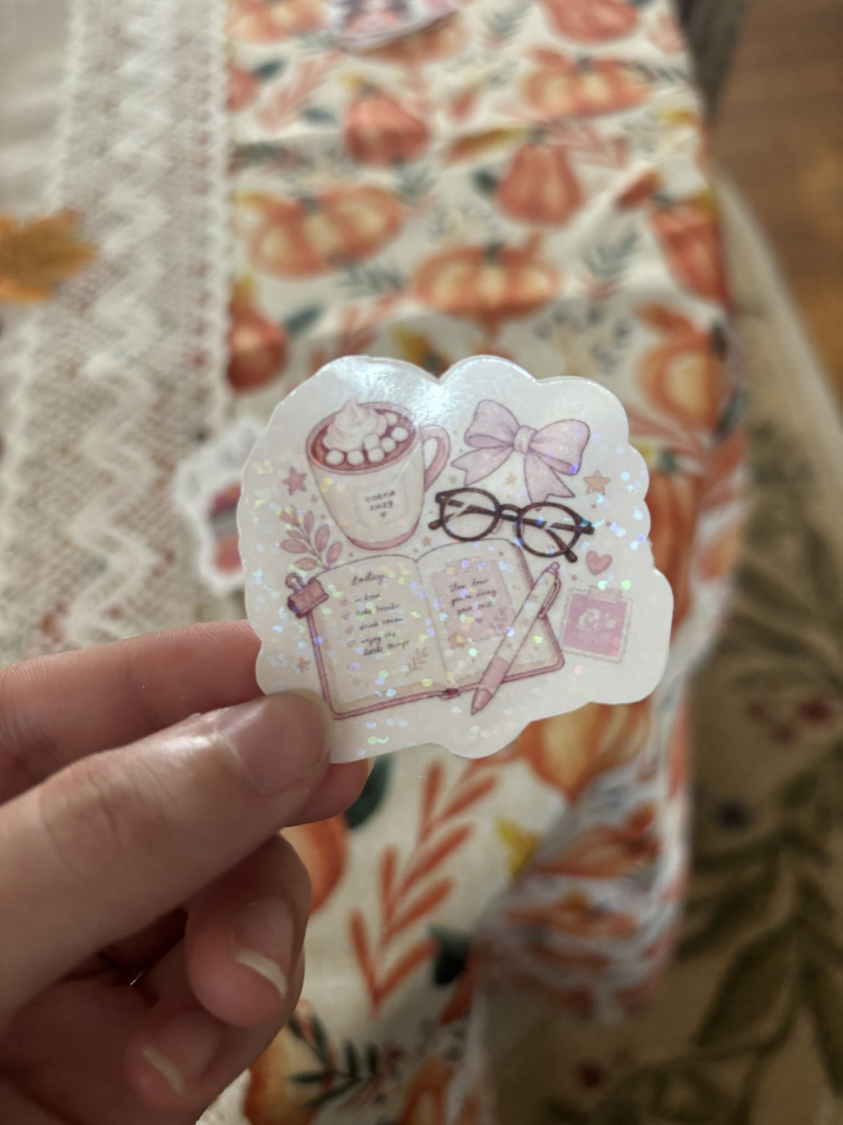 Coquette Reader Glitter Sticker